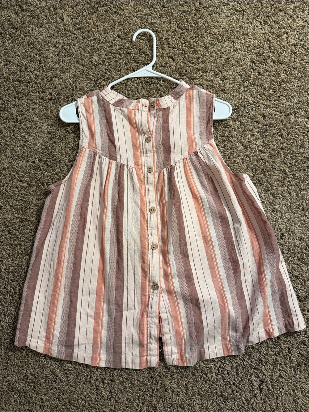 a.n.a Sleeveless Button-Back Striped Top — Pink, Cream, Brown